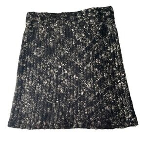 FENN WRIGHT MANSON Textured Knit A Line Midi Skirt Black Silver SM Wool BleNd